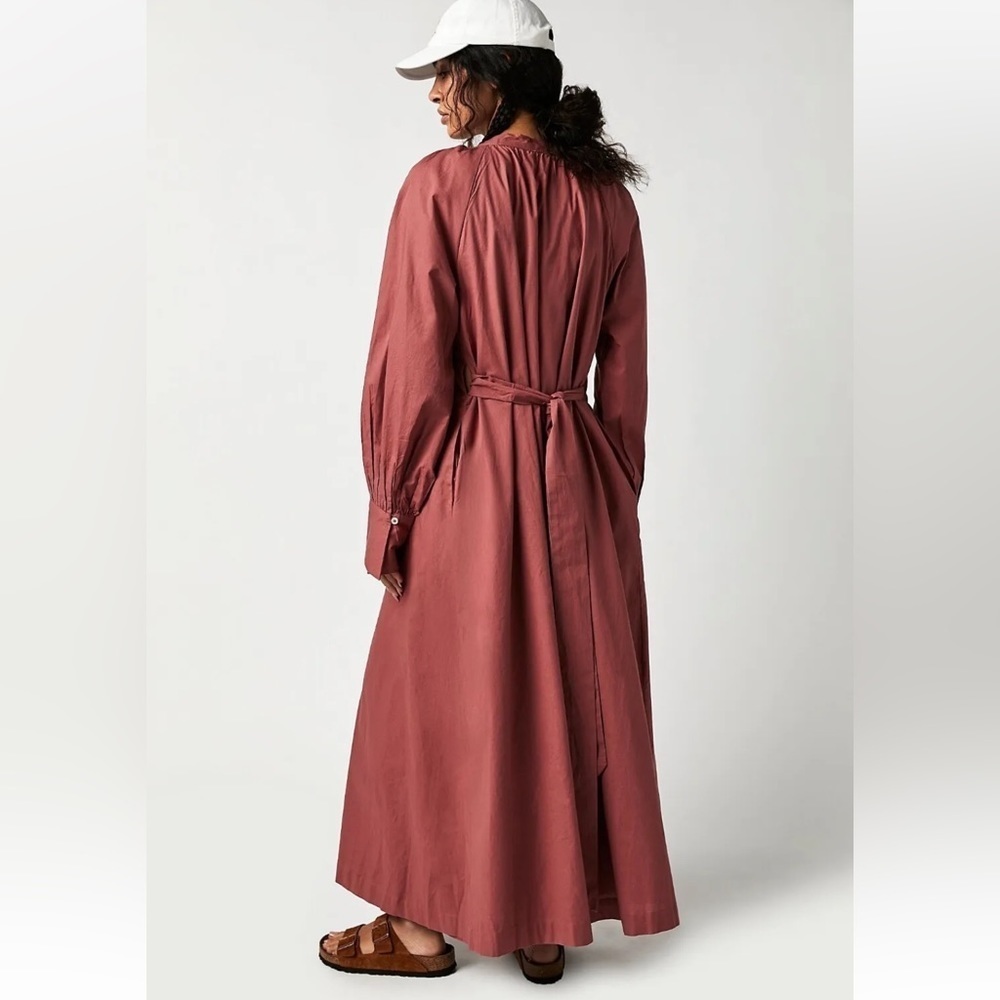 Free People Charlie Dress Maxi Shirtdress Redwood Size Small NWT - Picture 2 of 14